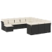 Set de sofás de jardín 12 piezas cojines ratán sintético negro