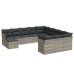 Set de sofás de jardín 12 pzas y cojines ratán sintético gris