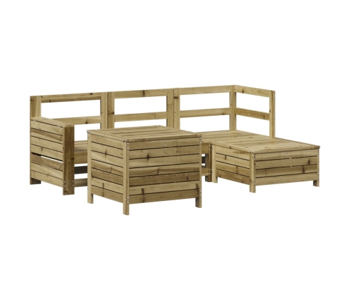 Juego de sofás de jardín 5 piezas madera de pino impregnada