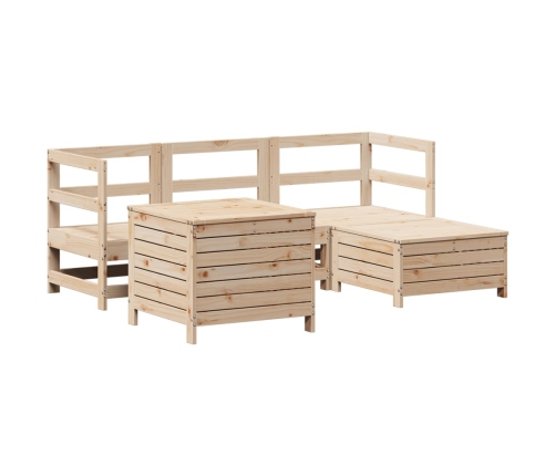 Juego de sofás de jardín 5 piezas madera maciza de pino
