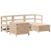 Juego de sofás de jardín 5 piezas madera maciza de pino