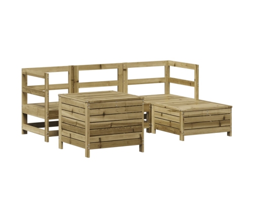 Juego de sofás de jardín 5 piezas madera de pino impregnada