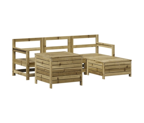 Juego de sofás de jardín 5 piezas madera de pino impregnada