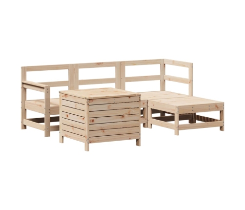 Juego de sofás de jardín 5 piezas madera maciza de pino