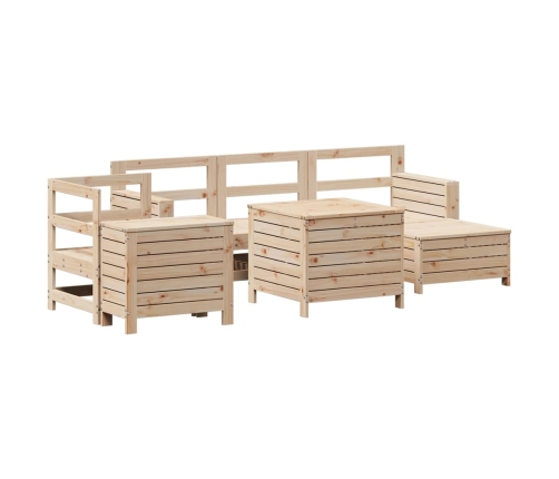 Juego de sofás de jardín 7 piezas madera maciza de pino