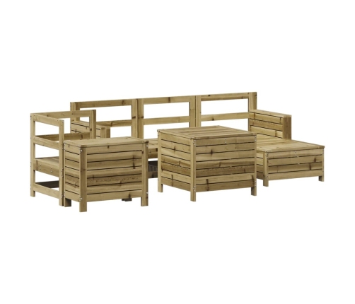 Juego de sofás de jardín 7 pzas madera de pino impregnada