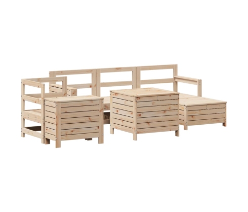 Juego de sofás de jardín 7 piezas madera maciza de pino