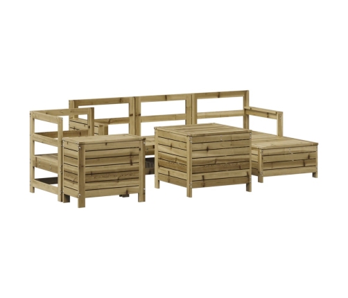 Juego de sofás de jardín 7 pzas madera de pino impregnada
