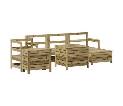 Juego de sofás de jardín 7 pzas madera de pino impregnada