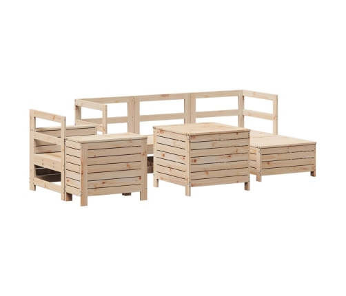 Juego de sofás de jardín 7 piezas madera maciza de pino