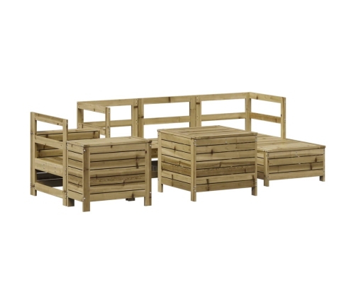 Juego de sofás de jardín 7 pzas madera de pino impregnada