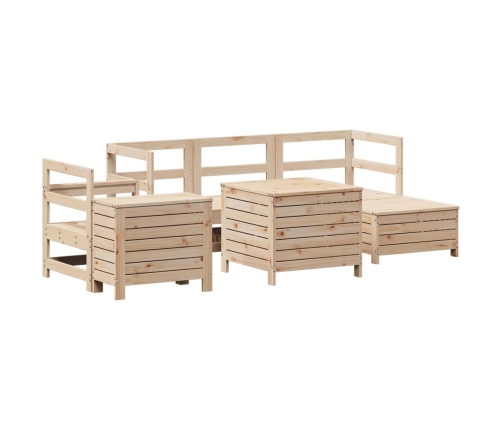 Juego de sofás de jardín 7 piezas madera maciza de pino