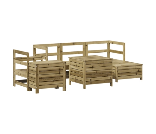 Juego de sofás de jardín 7 pzas madera de pino impregnada