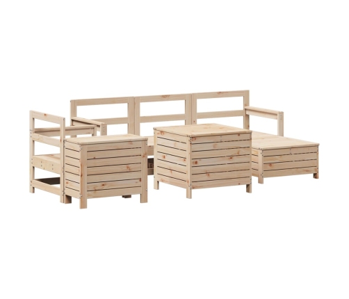 Juego de sofás de jardín 7 piezas madera maciza de pino