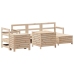 Juego de sofás de jardín 7 piezas madera maciza de pino