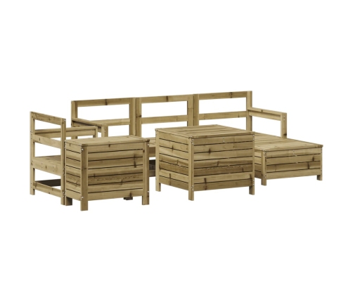 Juego de sofás de jardín 7 pzas madera de pino impregnada