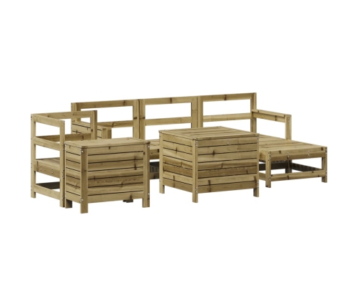Juego de sofás de jardín 7 pzas madera de pino impregnada