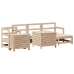 Juego de sofás de jardín 7 piezas madera maciza de pino