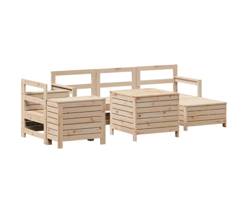 Juego de sofás de jardín 7 piezas madera maciza de pino