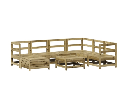 Juego de sofás de jardín 8 pzas madera de pino impregnada