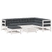 Set muebles jardín con cojines 8 pzas madera maciza pino blanco