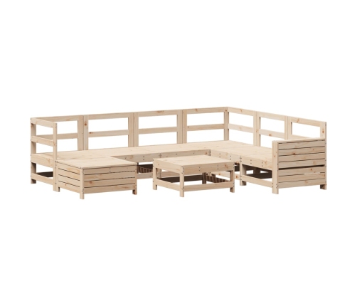 Juego de sofás de jardín 8 pzas madera maciza de pino
