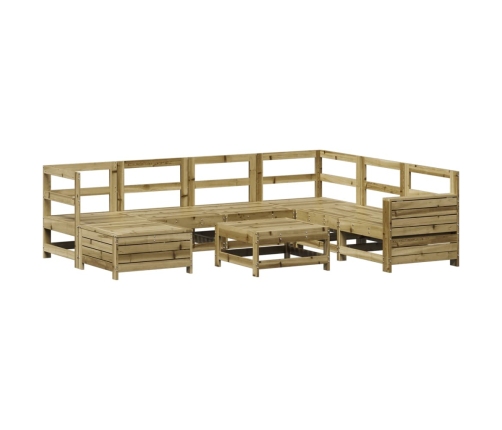 Juego de sofás de jardín 8 pzas madera de pino impregnada