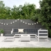 Set muebles jardín con cojines 8 pzas madera maciza pino blanco