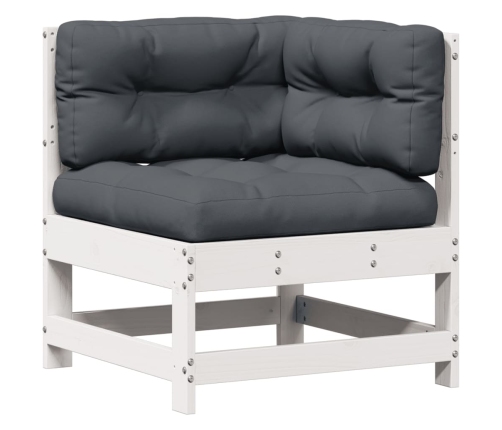 Set muebles jardín con cojines 8 pzas madera maciza pino blanco