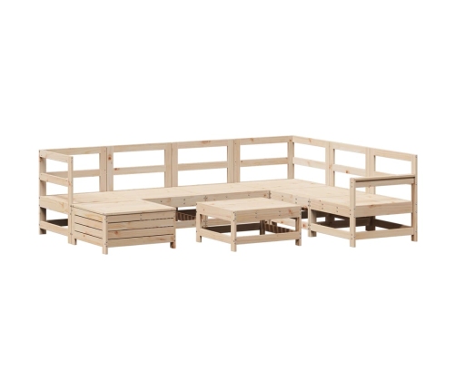 Juego de sofás de jardín 8 pzas madera maciza de pino
