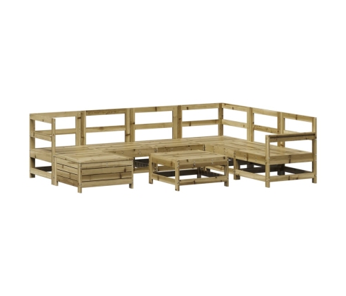 Juego de sofás de jardín 8 pzas madera de pino impregnada