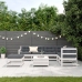 Set muebles jardín con cojines 8 pzas madera maciza pino blanco