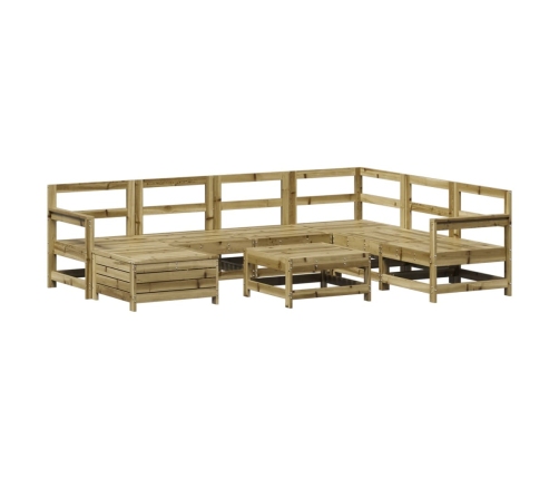 Juego de sofás de jardín 8 pzas madera de pino impregnada