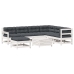 Set muebles jardín con cojines 8 pzas madera maciza pino blanco
