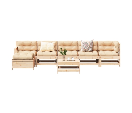 Juego de muebles de jardín 7 piezas madera maciza de pino