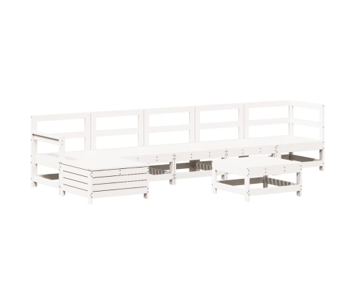 Juego de muebles de jardín 7 pzas madera maciza de pino blanco