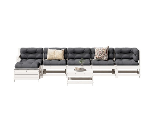 Juego de muebles de jardín 7 pzas madera maciza de pino blanco