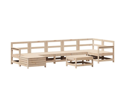 Juego de sofás de jardín 8 pzas madera maciza de pino