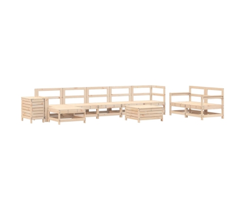 Juego de sofás de jardín 10 pzas madera maciza de pino