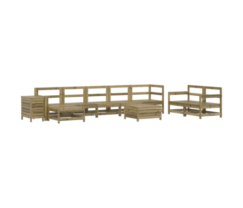Juego de sofás de jardín 10 pzas madera de pino impregnada