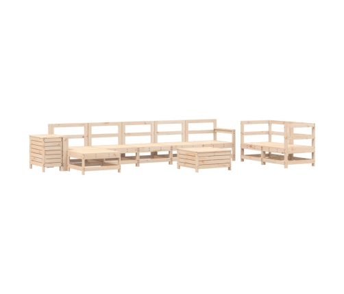 Juego de sofás de jardín 10 pzas madera maciza de pino