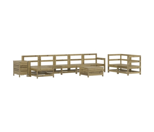 Juego de sofás de jardín 10 pzas madera de pino impregnada