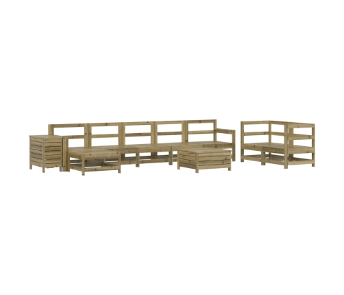 Juego de sofás de jardín 10 pzas madera de pino impregnada