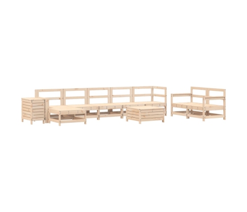 Juego de sofás de jardín 10 pzas madera maciza de pino