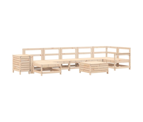 Juego de sofás de jardín 9 pzas madera maciza de pino