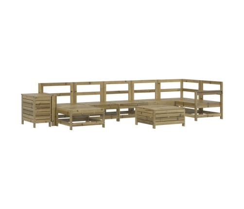 Juego de sofás de jardín 9 pzas madera de pino impregnada