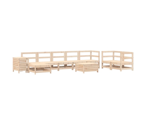 Juego de sofás de jardín 10 pzas madera maciza de pino