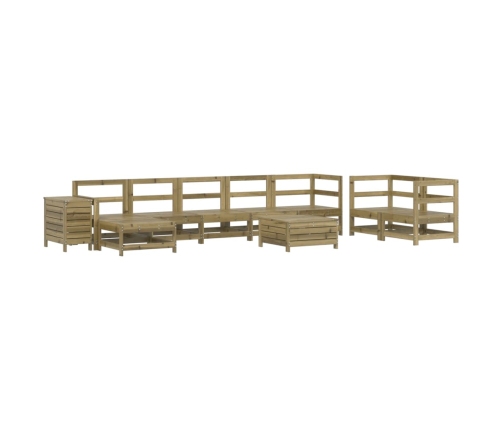 Juego de sofás de jardín 10 pzas madera de pino impregnada