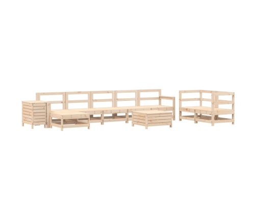 Juego de sofás de jardín 10 pzas madera maciza de pino