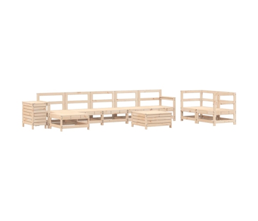 Juego de sofás de jardín 10 pzas madera maciza de pino